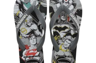 Havaianas Top Heróis Dc Unisex Adults FlipFlop – Grey/Black – Size 6.5/7