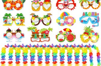 Hawaiian Party Decorations Set – 12 Hawaiian Garlands & 16 Paper Glasses for Summer Beach & Festival Themed Party Accessories