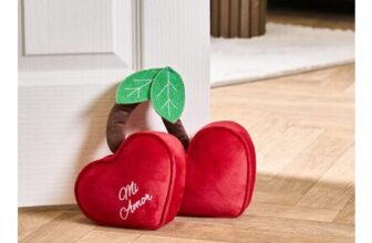 Heart Cherry Weighted Matte Velvet Decorative Doorstop