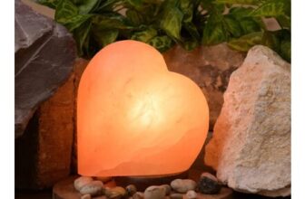 Heart Shaped Salt Lamp on a Wooden Base