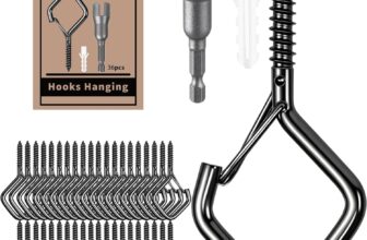 Heavy Duty Eye Screw Hooks for Hanging, Ceiling Hooks for Hanging Plants & Outdoor String Lights, Screw in Hooks with Safety Lock for Indoor Outdoor Decor (Black, 36 Pcs)