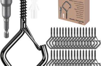 Heavy-Duty Screw-In Hooks with Safety Buckle, 2.16 Inch Metal Ceiling Hooks for Hanging Plants and Outdoor String Lights, Windproof Eye Hooks Screw for Patio, Lights, Bird Feeders (Black, 32 Pcs)