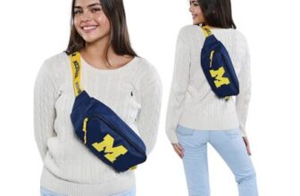 Helix Official Michigan College Style Cross Body Bag With 2 Zip Compartments