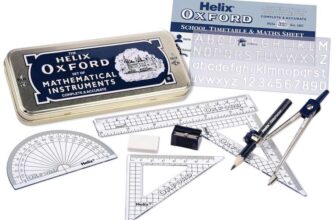 Helix Oxford Maths Set with Storage Tin – 10 Piece Maths Equipment Set