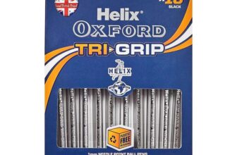 Helix Oxford Tri-Grip Ballpoint Pens (x10 Pack Black Ink) with Plastic Free Packaging