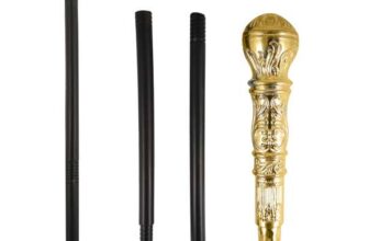 Henbrandt Black & Gold Top Pimp Cane Stick 81cm / Sold By The Costume and Party Store FBA