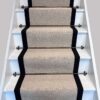 Herringbone Keswick Cream Fleck Stair Runner with 100% Cotton Black Border – Sold & Shipped by RainbowHome