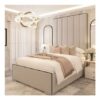 Herringbone Panelled Upholstered Bed Frame with Black Piping & Chelsea Mattress