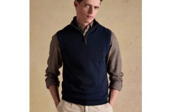 Hillside Navy Quarter Zip Knitted Tank Top