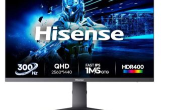 Hisense 27 Inch Gaming Monitor, 300Hz, QHD 2560x1440p, 1ms GTG Fast IPS, FreeSync Premium, Black, 27G6Q – with voucher