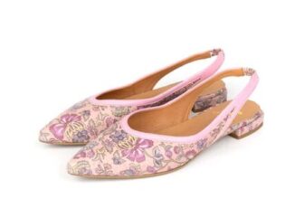 Holly Pink Paisley Womens Leather Flat Slingback