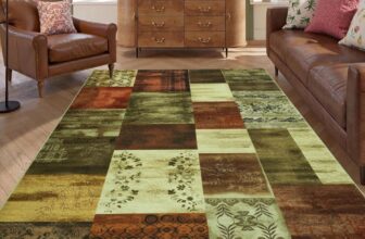 Homcomodar Vintage Rugs Living Room 120x170cm Boho Rugs for Bedroom Brown Non Slip Rug Low Pile Area Rug Soft Carpets for Living Room Kids Nursery Office Dining Study Decor