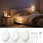 Homelist Motion Sensor Lights Indoor, Soft Indirect Diffused 1500mAh Rechargeable Bedside Lamp with 3 Colour & Dimming, Night Lights for Stairs, Bedroom, Hallway, Bathroom, Seniors, Kids, 3 Pack