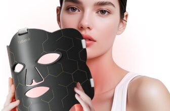 Hottoerak Red Light Mask, 660nm&850nm Silicone Infrared Light Mask with 6000mAh Battery, 5 Brightness & 10/15/20Mins Timer, Portable LED Face Mask, Birthday Gifts for Women