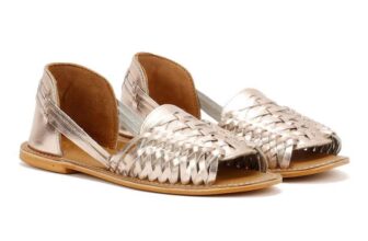 Hurache Leather Womens Gold Metallic Shoes