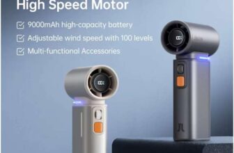 ISULIFE Portable Turbo Handheld Fan, 100 Winds Speeds Adjustable, 9000 mAh Rechargeable Battery, w/code sold by JISULIFE