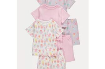 Ice Cream Short Pyjamas 3 Pack 0-3 Months