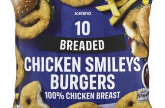 Iceland 10 (Approx.) Breaded Chicken Smileys Burgers 500g