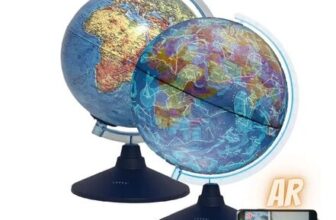 Illuminated AR Educational Globe Cable- LED Light Dual Map iOS App – Blue 21cm