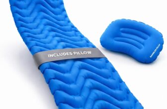 Inflatable Camping Mat with Pillow Ultralight Sleeping Mat 19058cm, 590g Single Camping Mattress for Wild Camping, Backpacking, DofE & Hiking Pillow Included UK Brand