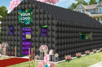 Inflatable Nightclub 20×16.8×12 Ft, Large Black Inflatable Club Tent with 2 Doors and Logo Area – Sold & fulfilled by Amazon US