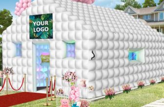 Inflatable Nightclub 20×16.8×12 Ft, Large White Inflatable Party Club Tent for Adults BirthdayBackyard Wedding Rental, 2 Doors and Logo Area