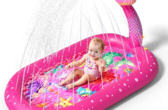 Inflatable Paddling Pool for Kids, Splash Pad for Kids, 3 in 1 Mermaid Pattern Kids Pool Inflatables, Thickened Material with Water Pipe, Backyard Summer Water Toys for Boys and Girls Age 1