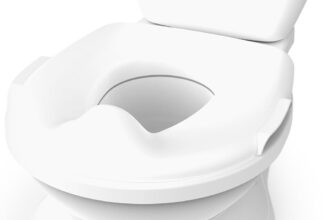 Ingenuity My Size Potty Pro, Infant Potty Training Toilet, Lifelike Flushing Sound, Splash Guard, Easy to Clean with Removable Bowl, Wipe Storage, 18 Months (White)