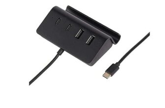 Intempo 4 Port USB Data Hub and Phone Holder – Black
