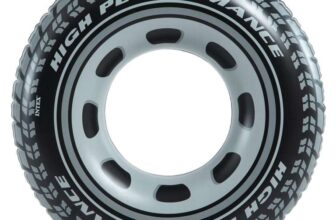 Intex Giant Tyre Swim Ring 91cm, Inflatable Pool Tube with Realistic Car Tyre Print, Black Water Float