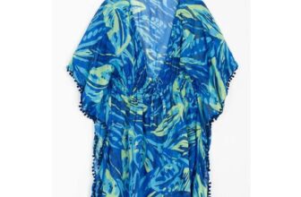 Isle Leaf Print Beach Cover up Kaftan