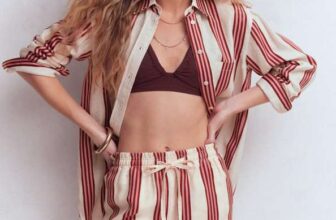 Islington Linen Shorts Ivory, Brown, Pink Stripe