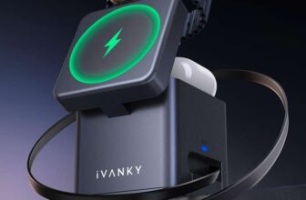 Ivanky 5-in-1 Wireless Charging Station Cube with Retractable Cable & MagSafe, 65W Fast Charger for iPhone, Apple Watch & AirPods