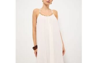 Ivory Ring Detail Midi Dress