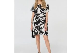 Izabel London Multi White Printed Short Sleeve Short Shift Dress