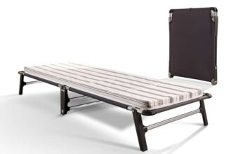 JAY-BE ME70 Mobile Folding Bed with Comfort Mattress, Single Ultra-Slim for Storage, Lightwight, Anti-Tip Legs, Mattress included