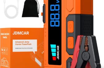 JDMCAR Jump Starter Power Pack –   Car Jump Starter, 12V Car Battery Booster (Up to 9.0L Diesel / 8.5L Petrol), with Jump Leads and LED Light, plus Multi-Protection for Car Moto SUV