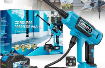 JEMORA Cordless Pressure Washer with 2 Batteries, 3 Modes, 6-in-1 Nozzle Brushless motor, dual 4000mAh batteries, 3 power modes, 6-in-1 nozzle and foam bottle for car, patio and garden cleaning