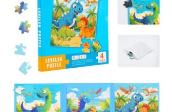 JKGIFTS 3-In1 Montessori Dinosaur Magnetic Puzzle Book