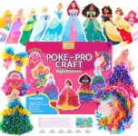 JMMICO Poke in Pro Art Kits for Girls, Poke Art for Kids Ages 4-8, 10 PCS Princesses & 5 PCS Decors, No Mess DIY Princesses Craft, Christmas Birthday Gifts for 4 5 6 7 8 9 10 Year Old Girls & Boys
