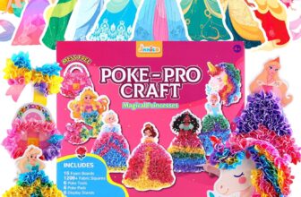 JMMICO Poke in Pro Art Kits for Girls, Poke Art for Kids Ages 4-8, 10 PCS Princesses & 5 PCS Decors, No Mess DIY Princesses Craft, Christmas Birthday Gifts for 4 5 6 7 8 9 10 Year Old Girls & Boys