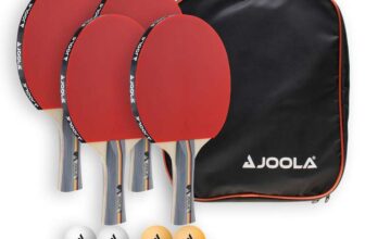 JOOLA 4x Table Tennis Set Bats and 8 Ping Pong Balls with Storage Case