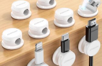JOYROOM 9 Pack Cable Tidy Clips Cord Organiser Magnetic Cable Management Self Adhesive Wire Holder for Desk, Nightstand, Charging Cables, HDMI, USB, Audio Cable, Office, Home, White