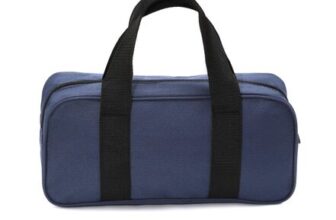JPJYE Tool Tote Bag with Wide Mouth, Waterproof Organizer, Navy-Black-Khaki