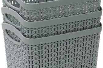 JVL 13-358GY Knit Design Loop Plastic Set of 3 Storage Box 1.5L, Grey 11 x 17 x 13, One size