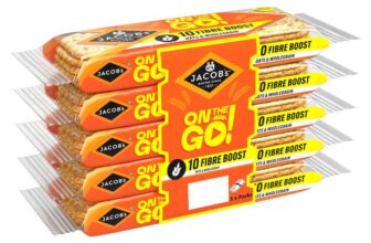 Jacobs On The Go Fibre Boost Oats & Wholegrain Crackers 5 x 46g