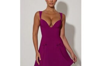 Janelle Bow-Detail A-Line Mini Dress in Plum
