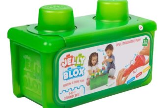 Jelly Blox 2-in-1 Storage Kit – Includes 30 Blocks – Toddler & Preschool Building Blocks Kids Can Squeeze, Stretch, Squish