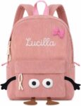 Jeweidea Personalised Childrens Backpacks with Name Embroidery Toddler School Bags for Girls Boys Kids Backpack for Kindergarten Primary School Travel NurseryStyle 2-Pink