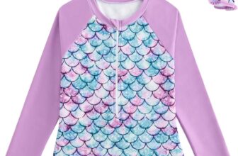 JiAmy Baby Girls Rash Guard Swimsuit One Piece Long Sleeve Bathing Suits Ruffle Swimwear Set with Zipper and Hat